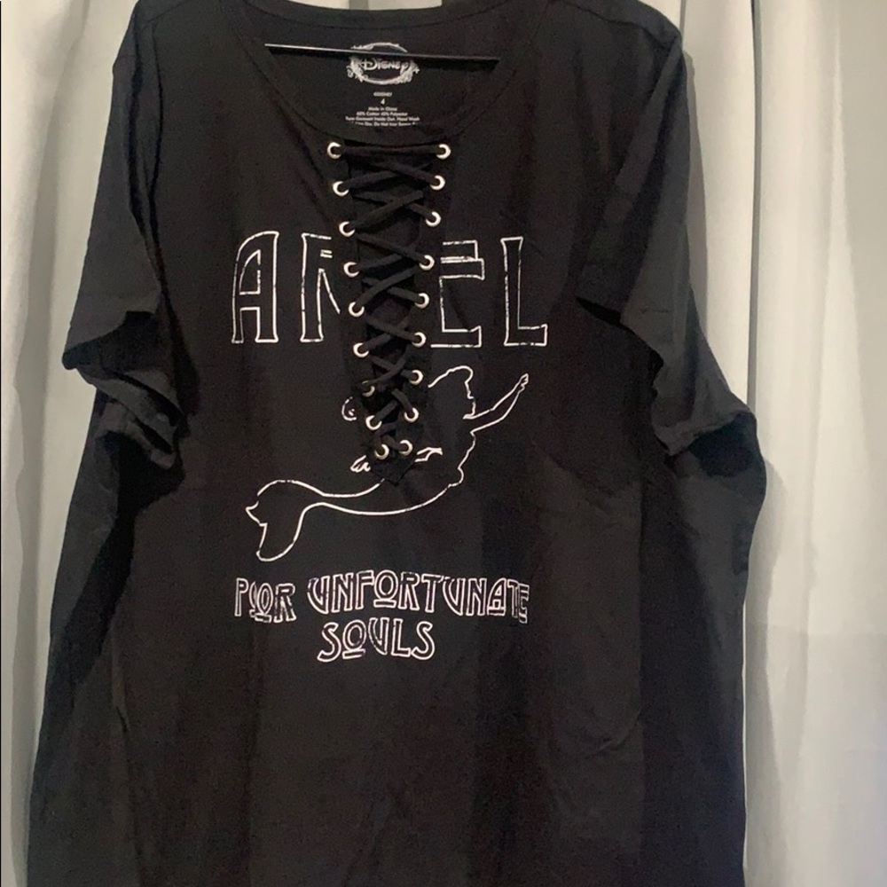 Torrid- Little Mermaid Black Lace Up Tee